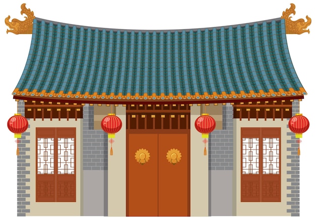 Chinese traditional building on white background