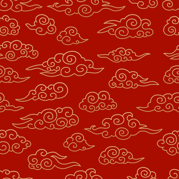 Vector chinese traditional clouds seamless pattern oriental ornament background