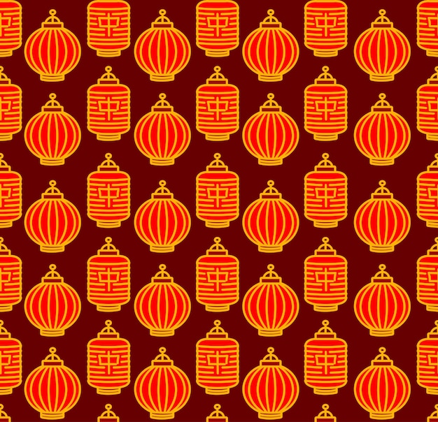 Chinese Traditional Lanterns Seamless Pattern Background Vector