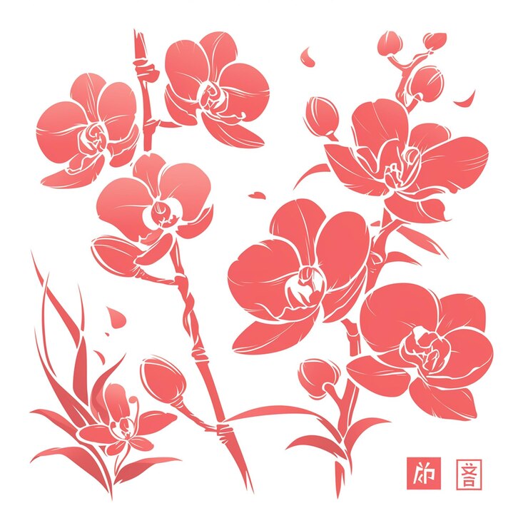 中国の伝統的なオルキディアの花のデザイン