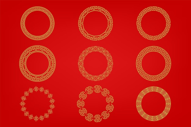 Вектор Китайские традиционные украшения набор украшений лунного года цветы фонари облака элементы и иконы