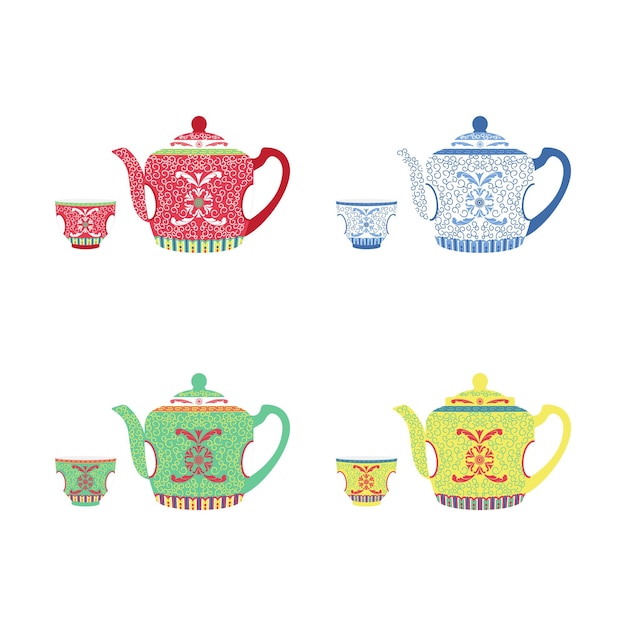 Chinese Traditional Pattern Teapot Vector