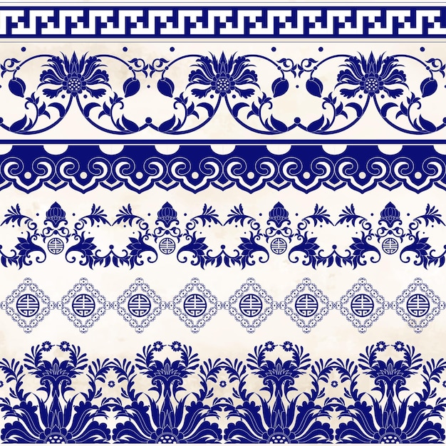 Vector chinese  traditional  quadrilateral continuous auspicious patterns geometric patterns of flowers