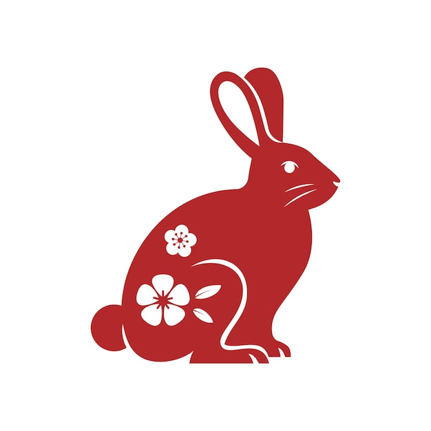 Chinese traditional rabbit. Flat vector illustration.