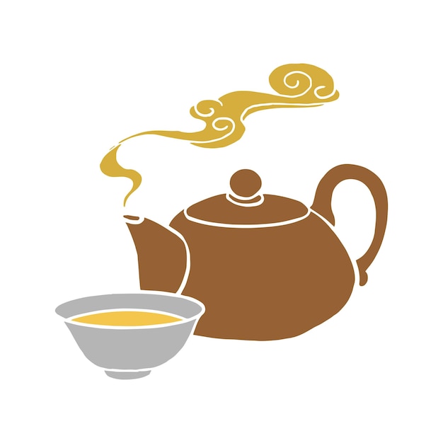 Chinese traditional tea tasting illustration vector