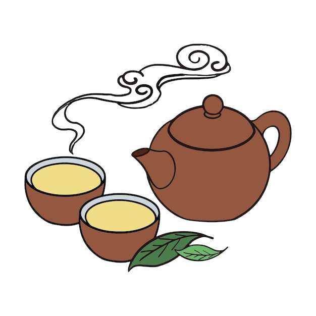 Chinese traditional tea tasting illustration vector