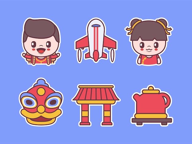 Chinese vector elements illustration icon stickers