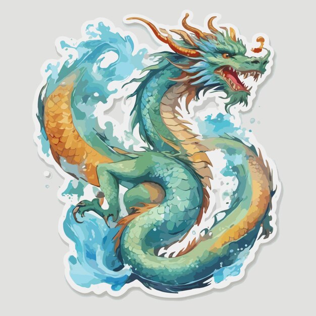 Vector chinese water dragon cartoon vector