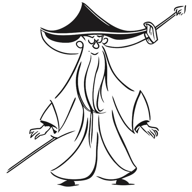 chinese wizard vector illustration doodle line art