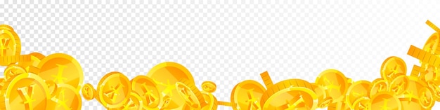 Vector chinese yuan coins falling. brilliant scattered cny coins. china money. gorgeous jackpot, wealth or success concept. vector illustration.