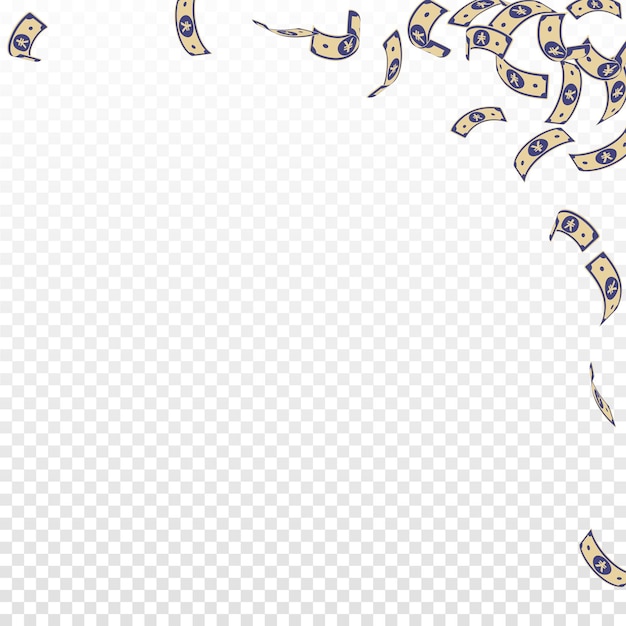 Падение банкнот китайского юаня. редкие купюры cny на прозрачном фоне. китайские деньги. божественная векторная иллюстрация. интересная концепция джекпота, богатства или успеха.
