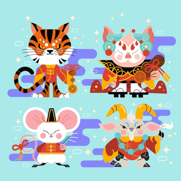 Vector chinese zodiac animals illustration