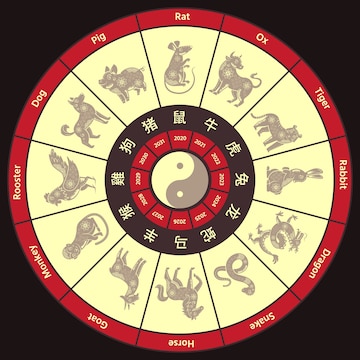 Premium Vector | Chinese zodiac circle calendar