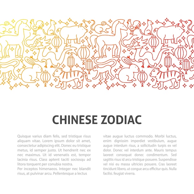 Chinese Zodiac Line Template