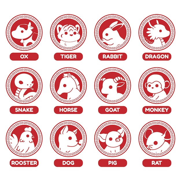 Chinese zodiac sign animal mascot collection