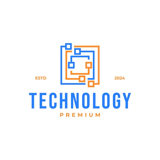 Vector chip board icon for tech data logo design concept vector illustration