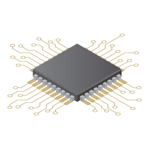 Значок чипа Изометрическая иллюстрация значка вектора чипа для сети