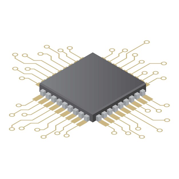 Вектор Значок чипа изометрическая иллюстрация значка вектора чипа для сети