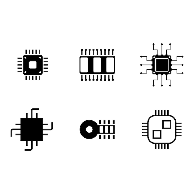 Disegno del logo dell'illustrazione del modello vettoriale dell'icona del chip