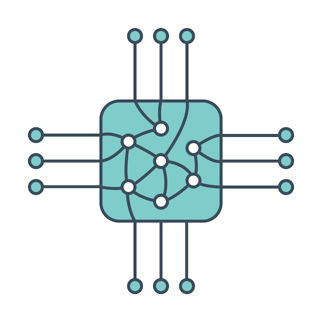 Icona del chip con rete neurale ai all'interno