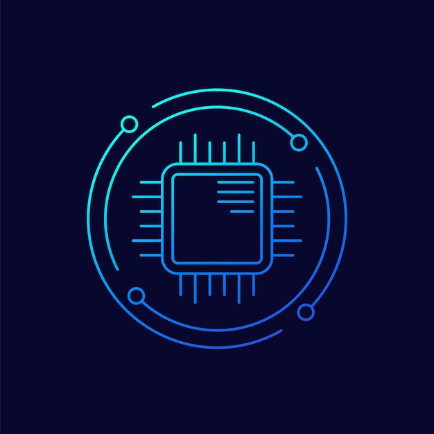 Icona del vettore di linea del chip o del microchip