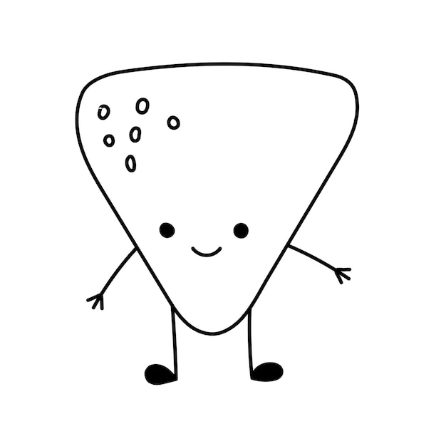 Чип Начос персонаж Вектор нарисованный вручную мультфильм каваи значок персонажа мексиканская еда плоская иллюстрация