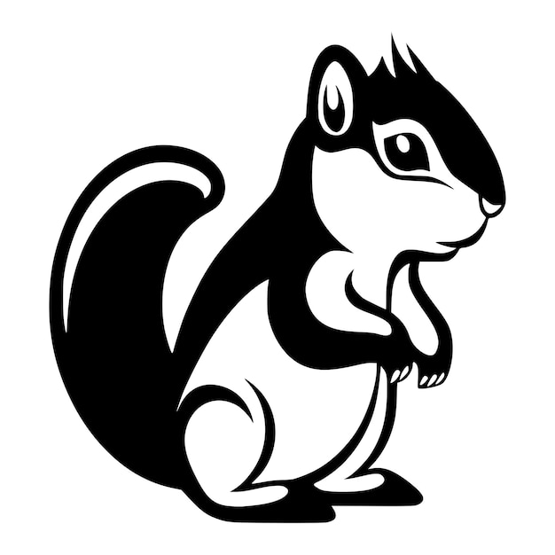 Illustrazione animale di scoiattolo per logo o simbolo semplice disegno in bianco e nero