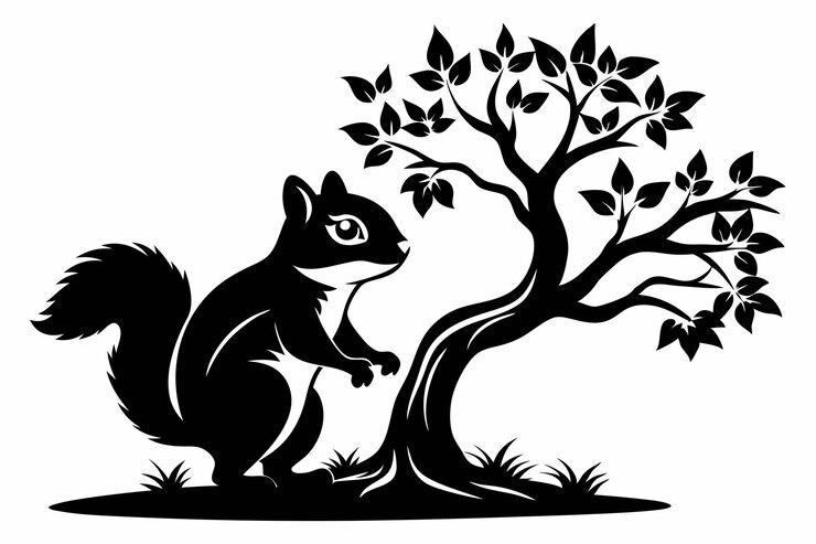 Vector chipmunk in tree wood o