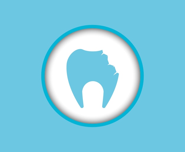 壊れた歯の白い背景のベクトルのロゴに分離された欠けた歯のアイコン