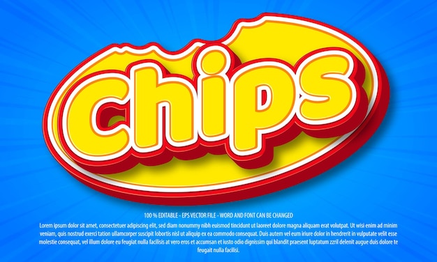 Chips 3d style editable text effect