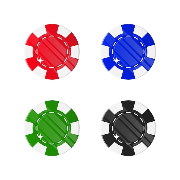 Чипы казино в стиле мультфильмов изолированный набор несколько чипов казино для дизайнеров и иллюстраторов казино большая ставка в форме векторной иллюстрации