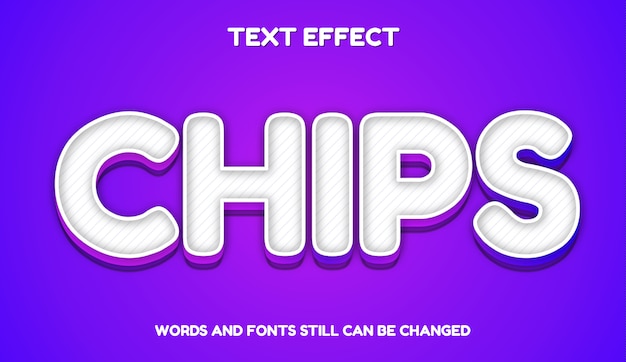 Chips elegant text style.Modern editable text effect