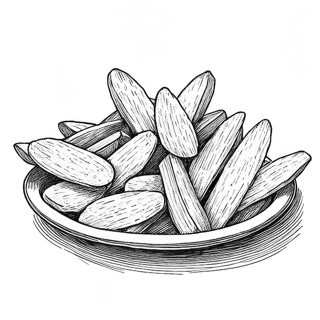 Chips inkt schets tekening zwart-wit gravure stijl vector illustratie