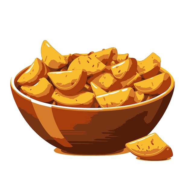 Chips Potato chips in glass bowl Flat Vector illustration