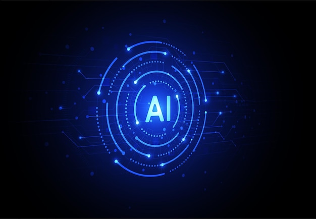 Chipset met kunstmatige intelligentie op een printplaat in een futuristisch concept technologie kunstwerk