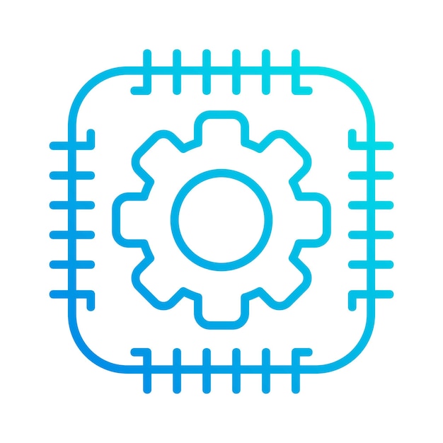 Chipset system automation gradient outline icon vector illustration