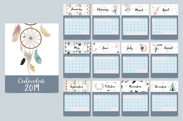 Chique maandkalender met dromenvanger