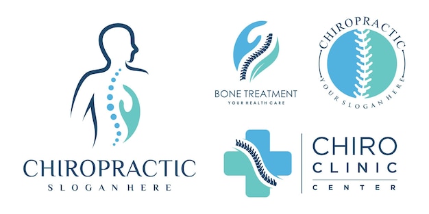 Chiropractic icon set logo design collection for massage teraphy with unique concept premium vector