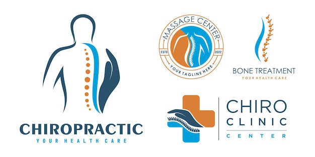 Chiropractic icon set logo design collection for massage teraphy with unique concept Premium Vector