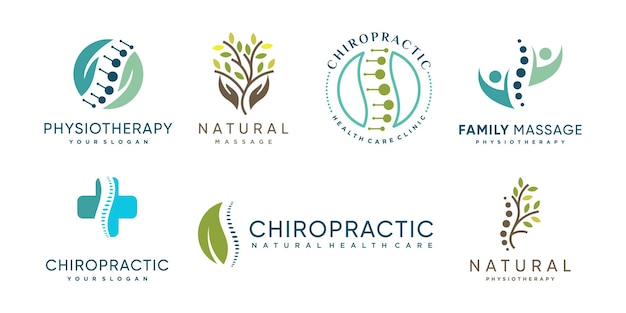 Chiropractic logo collection with creative element concept premium vector