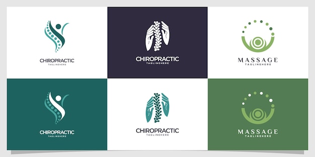 Коллекция логотипов хиропрактики с креативным элементом Premium Vector часть 2