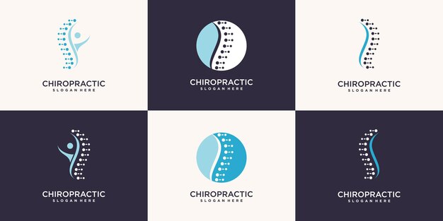 Chiropractic logo collection with unique element style premium vector