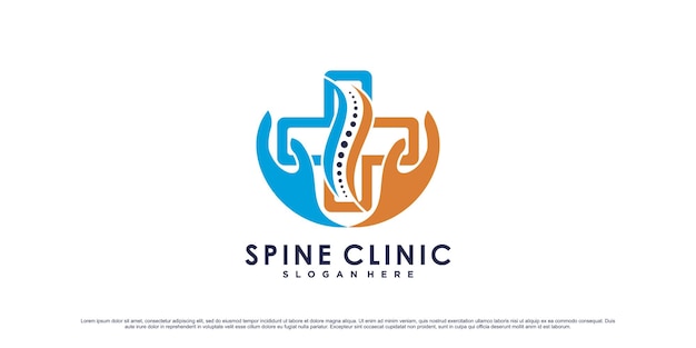 Chiropractic logo design for spine care logo or clinic icon with creative concept premium vector