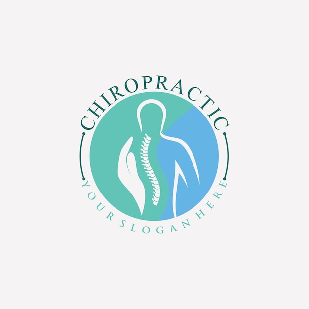 chiropractic logo design vector spinal backbone icon logo with creative element concept