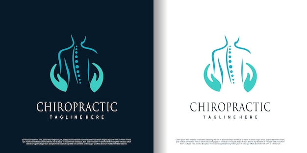 Chiropractic logo design vector with creative abstract concept premium vector