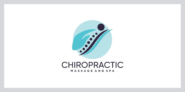 Chiropractic therapy logo with leaf and hand element Premium Vector