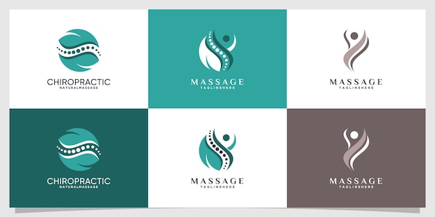 Chiropractie logo-collectie met creatief element premium vector deel 3