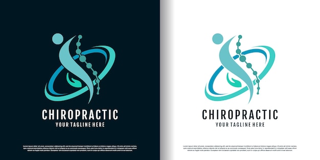 Chiropractie logo ontwerp vector met creatief uniek concept premium vector