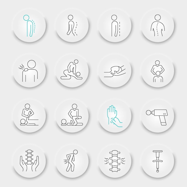 Chiropractor lijn icon set