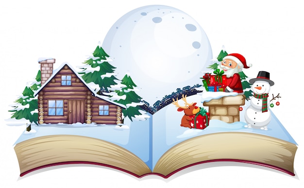 Тема chirstmas на открытой книге